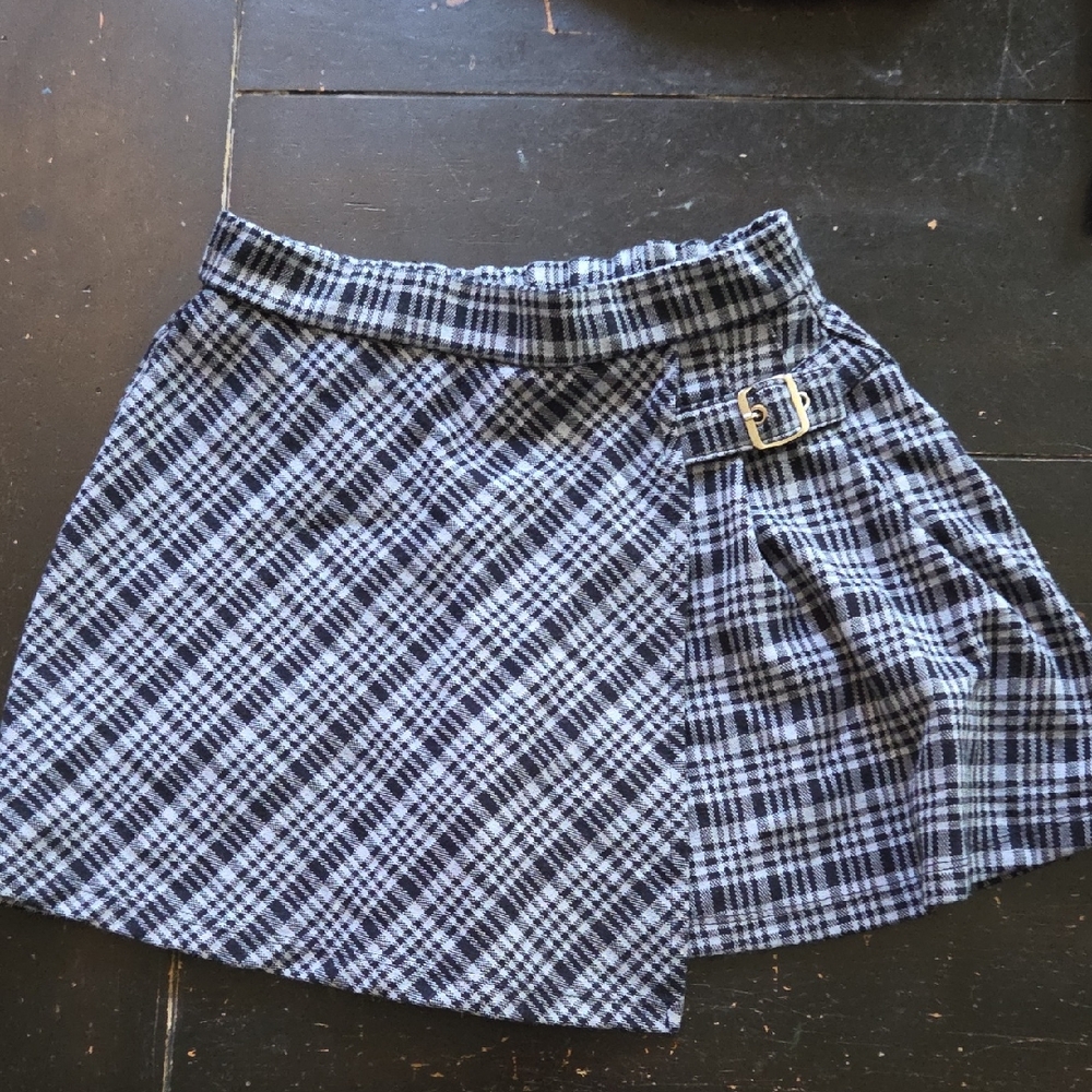 Zara Blue Plaid Mini Skirt with Buckle